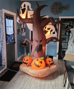 Alternative view of Gemmy 8ft. Airblown-Dead Tree w/Ghosts on Top and Pumpkins