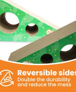 GoPets Premium Cat Scratcher - Wedge Shaped Corrugated Cardboard, Ergonomic Scratching Posts, Reversible Design, Lasts 2X Longer, with 1 Pack Catnip & Hidden Toy Cutouts for Endless Feline Play Fun 33 716RM4JOhGL 1