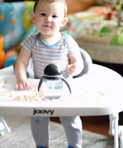 Joovy Spoon Baby Walker & Activity Center Featuring Three Adjustable Heights, Tough Luggage Grade Seat Material, and 30 lb Weight Capacity - JPMA Safety Certified (Charcoal) Charcoal 33 716RMcTFYEL 1