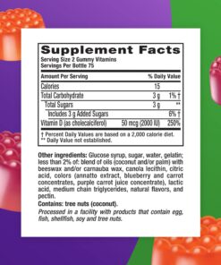 Vitafusion Vitamin D3 Gummy Vitamins for Bone and Immune System Support, Peach, Blackberry and Strawberry Flavored, 50 mcg Vitamin D, 75 Day Supply, 150 Count 150 Count (Pack of 1) 42 716RekKGIsL