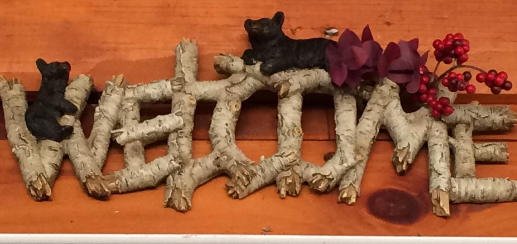 Rivers Edge Products Rustic Welcome Plaque Hanging Sign, Indoor or Outdoor, Poly Resin Welcome Door Hanger Decor for Home, Wall Art, Wall Decor, Front Porch or Entryway, Birch Bear 3 Rivers Edge Products Rustic Welcome Plaque Hanging Sign, Indoor or Outdoor, Poly Resin Welcome Door Hanger Decor for Home, Wall Art, Wall Decor, Front Porch or Entryway, Birch Bear - Image 3