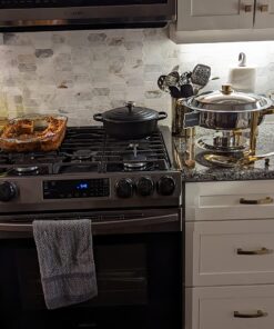 Alternative view of Winco Winware 4 Quart Round Stainless Steel Gold Accented Chafer, Silver