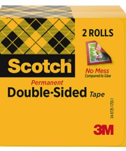Scotch Double Sided Tape, Gift Wrapping Tape, 1/2 in. x 1296 in., 3" Core, 2 Rolls 20 716STKYZKDL