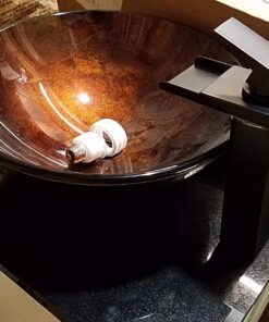 Aquaterior Modern Bathroom Round Artistic Tempered Glass Vessel Vanity Sink Bowl Basin Spa (FAUCET NOT INCLUDED) Flame Red 34 716SyKoSl0L