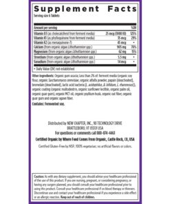 New Chapter Calcium Supplement - Bone Strength Tiny Tabs Organic Red Marine Algae Calcium - with Vitamin D3+K2 + Magnesium, 70+ Trace Minerals for Bone Health, Gluten Free, Easy to Swallow - 240 ct Unflavored 240 Count (Pack of 1) 15 716SzZc DL