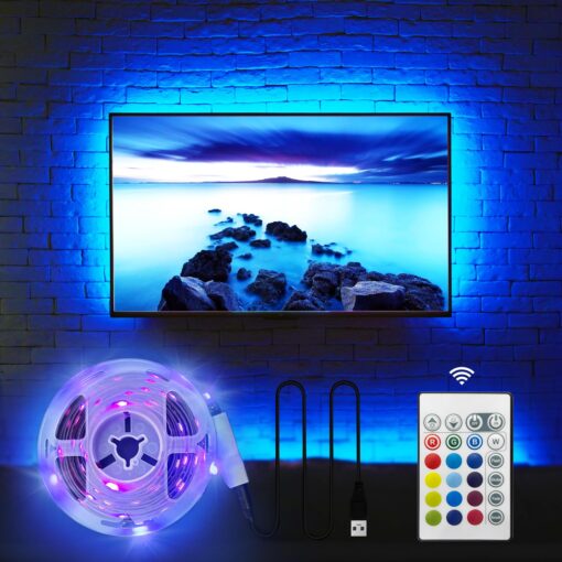 HAMLITE TV LED Backlight, 8.2Ft Led Light for TV 32-60 Inch Monitor Backlight, HDTV Wall Mount Stand Work Space Gaming Room Decor, LED Bias Ambient Mood Lighting Kit for 32-60inch