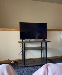 Furinno Turn-N-Tube No Tools 3-Tier Entertainment Center TV Stand for TV up to 32 Inch, Plastic Round Tubes, Dark Brown/Black 32-Inch Plastic Poles 30 716U17cSv8L