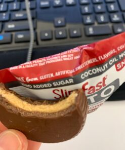 SlimFast Low Carb Chocolate Snacks, Keto Friendly for Weight Loss with 0g Added Sugar & 3g Fiber, Peanut Butter Chocolate, 14 Count Box (Packaging May Vary) Peanut Butter Snack Cup 43 716Uz7HbQWL