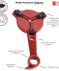 Alternative view of Kuhn Rikon 5-in-1 Multi-Purpose Strain-Free Opener for Jars, Bottles and Ring-Pull Cans, 5 x 10 x 2.25 inches, Red
