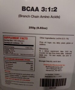 BULKSUPPLEMENTS.COM BCAA 3:1:2 Powder - Branched Chain Amino Acids, BCAA Supplements, BCAA Powder - BCAAs Amino Acids Powder, Unflavored, 1500mg per Serving - 167 Servings, 250g (8.8 oz) 167 Servings (Pack of 1) 22 716WWfO080L