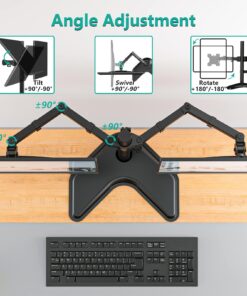 WALI Free Standing Dual LCD Monitor Fully Adjustable Desk Mount Fits 2 Screens up to 27 inch, 22 lbs. Weight Capacity per Arm, with Grommet Base (MF002), Black 27 716XAdXfX2L