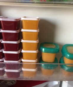 Greenco Mini Containers with Lids 20 Pack, 2 oz Containers with Lids - Small Plastic Storage Condiment Containers with Lids - Baby Food Containers, Snacks, Sauces, Candy - Freezer & Dishwasher Safe Square 37 716XNu4oFL