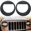 Opall Black Bezels Front Light Headlight Angry Bird Style Trim Cover for Jeep Wrangler JK JKU Rubicon Sahara 2007-2018, not for JL 62 716Y5Fcx L