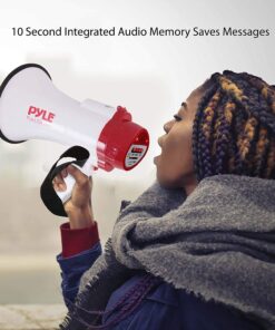 Pyle Portable Bullhorn Megaphone Speaker with Built-in Siren & Voice Recorder - 30W Power, 800 Yard Range - Great for Football, Soccer, Baseball, Hockey, Basketball, Cheerleading and More 19 716YgxvHBpL
