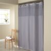 Hookless RBH40MY408 Fabric Shower Curtain with Built in Liner -Grey Frost Grey