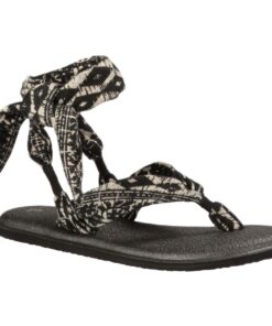 Sanuk Womens Yoga Slinged Up Prints Sandal/Flip Flops/Slipper Footwear Size 05 Black/White Tribal