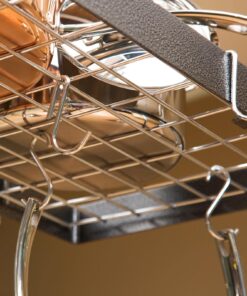 Rogar Hammered Steel Rectangular Pot Rack with Grid and Chrome Accessories 30-in. 22 716cacSKEeL