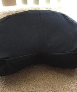 Seat Of Your Soul Crescent Meditation Cushion –10 Colors Half-Moon Yoga Pillow; Organic Cotton Zafu Cover & Zipper Liner to Adjust USA Buckwheat Hulls; Floor Pouf for Sitting Kids, Men or Women Black 22 716d1UskG9L