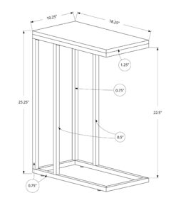 Monarch Specialties 3008, C-shaped, End, Side, Snack, Living Room, Bedroom, Laminate, White, Contemporary, Modern Accent Table-Glossy Chrome Metal, 10.25" L x 18.25" W x 25.25" H 32 716djN0Xn6L