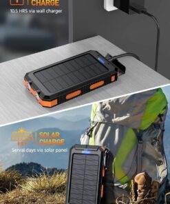 Mregb Power Bank,Solar Charger,36800mAh 5V3.1A QC 3.0 Dual 2 USB Port Built-in Powerful Flashlight IPX7 Waterproof Dustproof Shockproof(Deep Orange) Deep Orange 11 716g2g3g5L