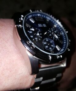 GUESS Stainless Steel Stain Resistant Silicone Watch with Day, Date + 24 Hour Military/Int'l Time Blue/Blue/Silver Tone 29 716gAjHi8 L