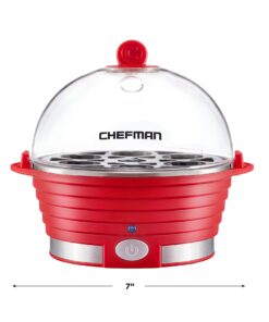 Chefman Electric Egg Cooker Boiler Rapid Poacher, Food & Vegetable Steamer, Quickly Makes Up to 6, Hard, Medium or Soft Boiled, Poaching/Omelet Tray Included, Ready Signal, BPA-Free, Red 27 716gy5It8iL 3