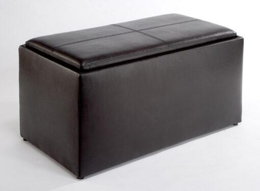 Convenience Concepts 143012 Sheridan Faux Leather Storage Bench with 2 Side Ottomans, Dark Espresso