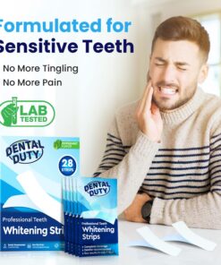 Dental Duty Sensitive Teeth Whitening Strips – Professional Vegan Stain Remover White Strips for Sensitive Teeth for Coffee & Tea Stains – Get A Lighter Shade After One Application – 28 Strips 30 716hdHEeWNL