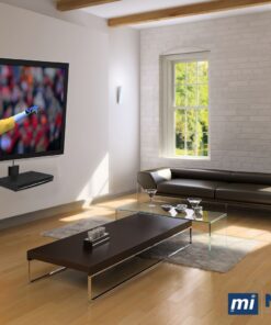 Mount-It! TV Shelf | Single Floating Component Shelf for Cable Box, Playstation, DVD Player, and Xbox | Tempered Glass Material, 22 Lbs Capacity (Black) 1 Shelf 20 716i3habGL