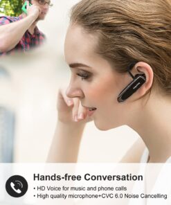 Alternative view of New bee Bluetooth Earpiece V5.0 Wireless Handsfree Headset with Microphone 24 Hrs Driving Headset 60 Days Standby Time for iPhone Android Samsung Laptop Trucker Driver (Black) Black