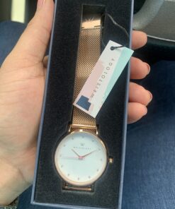 Wristology 10 Styles Maxi Crystal Watch Leather Band - Interchangeable Genuine Leather Strap - Large Easy to Read Watch with Second Hand for Women, Men, Nurses, Teachers Rose Gold Metal Mesh 57 716jPze70yL