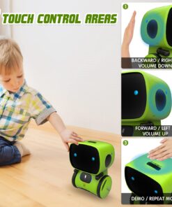 GILOBABY Kids Robot Toys, Interactive Robot Companion Smart Talking Robot with Voice Control Touch Sensor, Dancing, Singing, Recording, Repeat, Birthday Gifts for Boys Ages 3+ Years (Green) Green, Black 14 716jiHOvwUL