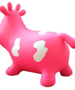 AppleRound Cow Bouncer with Air Pump, Inflatable Space Hopper, Ride-on Bouncy Animal (Pink) Pink 19 716kLUqL0L