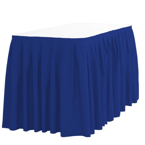 LinenTablecloth 14 ft. Accordion Pleat Polyester Table Skirt Royal Blue 14 ft.