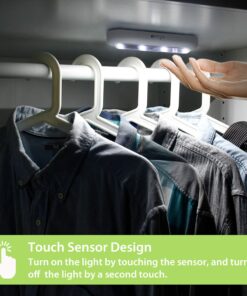 OXYLED Tap Closet Lights, One Touch Light, Stick-on Anywhere 4-Led Touch Tap Light, Cordless Touch Sensor LED Night Light, Battery Operated Stair Safe Lights, 140° Rotation 1 Pack 24 716lkPYcvqL