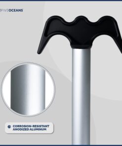 Five Oceans Canoe Paddle, Canoe Paddles and Boat Hook, Black, 4-Feet Long, Anodized Aluminum Shaft, Reinforced ABS Plastic Blade & Hook, Lightweight - FO1876 15 716loA14m6L