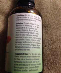 NOW Solutions, Organic Argan Oil, Certified Organic and 100% Pure, "Gold of Morocco" Multi-Purpose Oil, 2-Ounce 2 Fl Oz (Pack of 1) 27 716lsZDbUWL