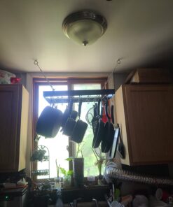 Fox Run Rectangular Hanging Pot Rack with Chains and 6 Hooks, 2 Inch, Black Iron Rectangular With Hooks 39 716mwK14mCL