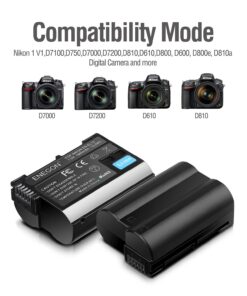 ENEGON EN-EL15 EN-EL15A/B/C Batteries (2 Pack) and Smart LED Dual Charger Kit for Nikon Z6, Z7,D7500 D7000, D7100, D7200 D500, D600, D610, D750,D780 D800, D810, D800E, D810A,D850 Digital Cameras Black 16 716oAn1jqL
