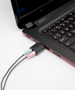 Syba external USB Stereo Sound Adapter for Windows, Mac, Linux Extra Audio Source with 3.5mm Audio Mic Jack C-Media Chipset Black 28 716pdyKtLKL