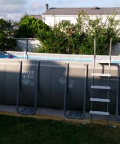 Intex 18ft X 9ft X 52in Ultra Frame Rectangular Pool Set with Sand Filter Pump, Ladder, Ground Cloth & Pool Cover 29 716pjFN88L