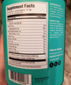 Perfect Keto Collagen Peptides Protein Powder with MCT Oil | Hydrolyzed Collagen, Type I & III Supplement | Non-GMO, Gluten Free, Grassfed, Keto Coffee Creamer | Shakes for Women & Men - Chocolate 56 716qlJrH8XL