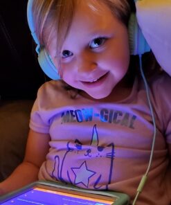 Kids Headphones, AILIHEN I35 On-Ear Headphones for School, 93dB Headphones Boy Girl, 3.5mm Wired Mic for Chromebook, Laptop (Green/Purple) Blue 34 716qyMGGjhL