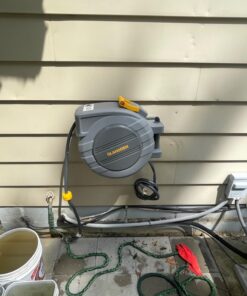 GLAHODEN Retractable Garden Hose Reel, 5/8in x 65ft+6ft Slow Return System Water Hose Reel, Patented Design for Any Length Lock Increase Flow Rate By 20% 2 Year Anti-fading Hose Reel Wall Mount 5/8" 65FT 26 716r7Gmkp L