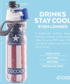 O2COOL Mist 'N Sip Misting Water Bottle 2-in-1 Mist And Sip Function With No Leak Pull Top Spout Sports Water Bottle Reusable Water Bottle - 20 oz (Patriot) American Flag 11 716sMLTcqFL