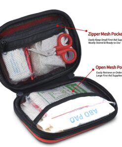 I GO 85 Pieces Hard Shell Mini Compact First Aid Kit, Small Personal Emergency Survival Kit for Travel Hiking Camping Backpacking Hunting Marine Car Red 33 716sXCOcVoL