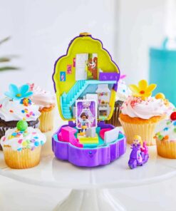Polly Pocket Playset, Travel Toy with 2 Micro Dolls & Surprise Accessories, Pocket World Cupcake Compact, Food Toy 19 716u68Cu1dL