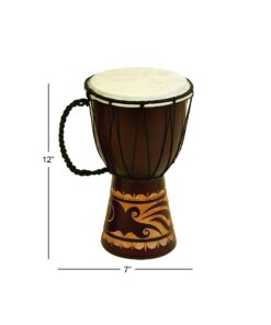 Deco 79 Wood Djembe Sculpture, 7" x 7" x 12", Brown 7" x 7" x 12" 29 716ucL0y83L