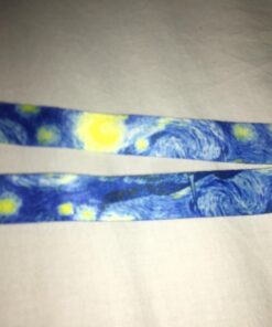 Vincent Van Gogh The Starry Night Print Lanyard with PU Leather ID Badge Holder Wallet with 3 Card Pockets, Safety Breakaway Clip & Matching Note Card. Gift of Carabiner Keychain Flashlight. Breakaway + Keychain Light 42 716wU8I6vCL