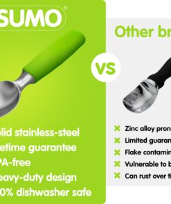 SUMO Ice Cream Scoop - Heavy Duty Stainless Steel Icecream Scooper, Comfortable Non-slip Grip Handle, Dishwasher Safe for Easy Cleaning, Green 1-Pack 19 716xeHH4nLL